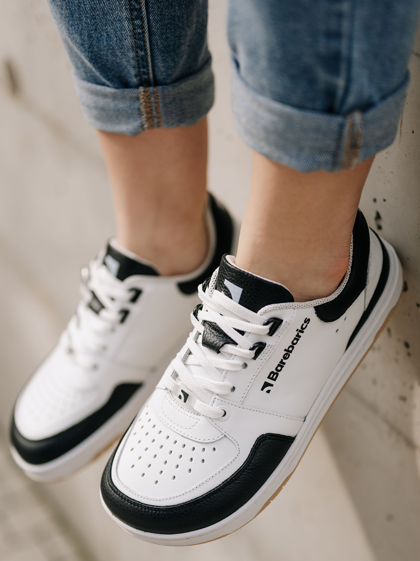 Baskets pieds nus Barebarics Wave - Blanc et noir