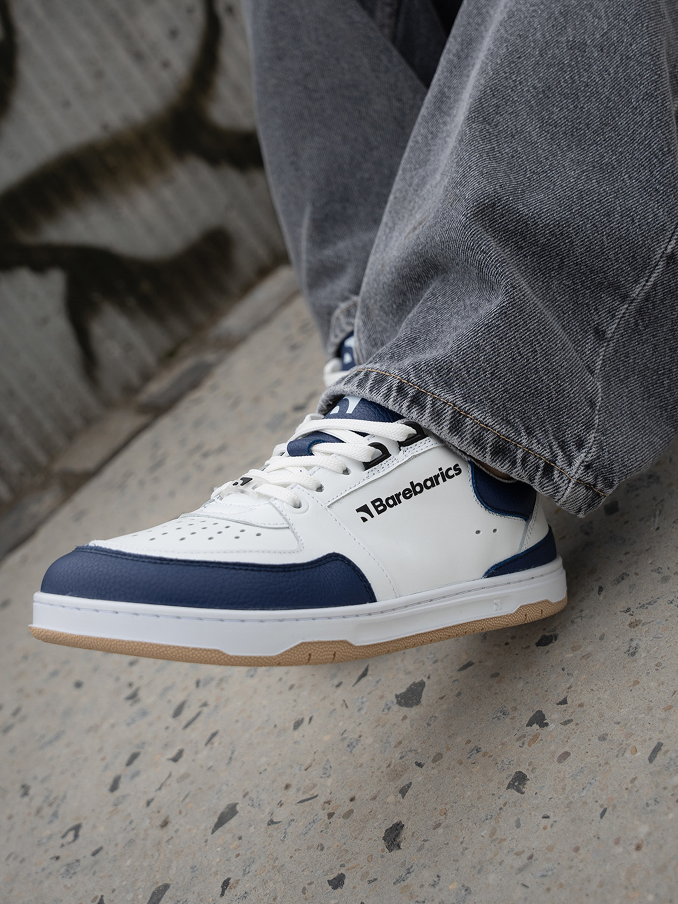 Baskets pieds nus Barebarics Wave - Blanc et bleu foncé