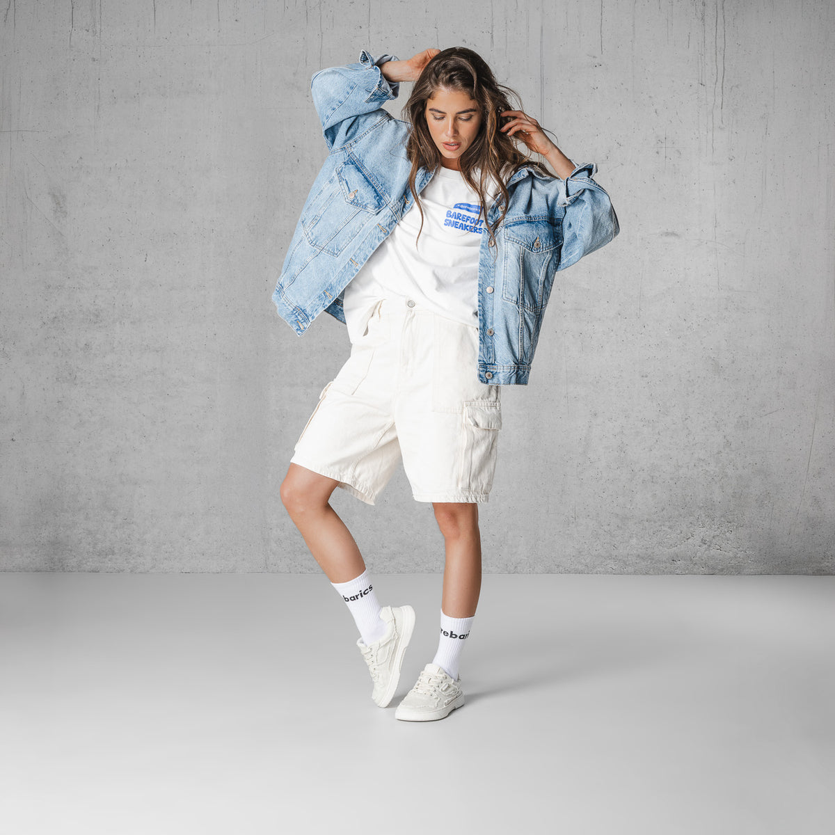 Barefoot Sneakers Barebarics Zing Denim - Cream White