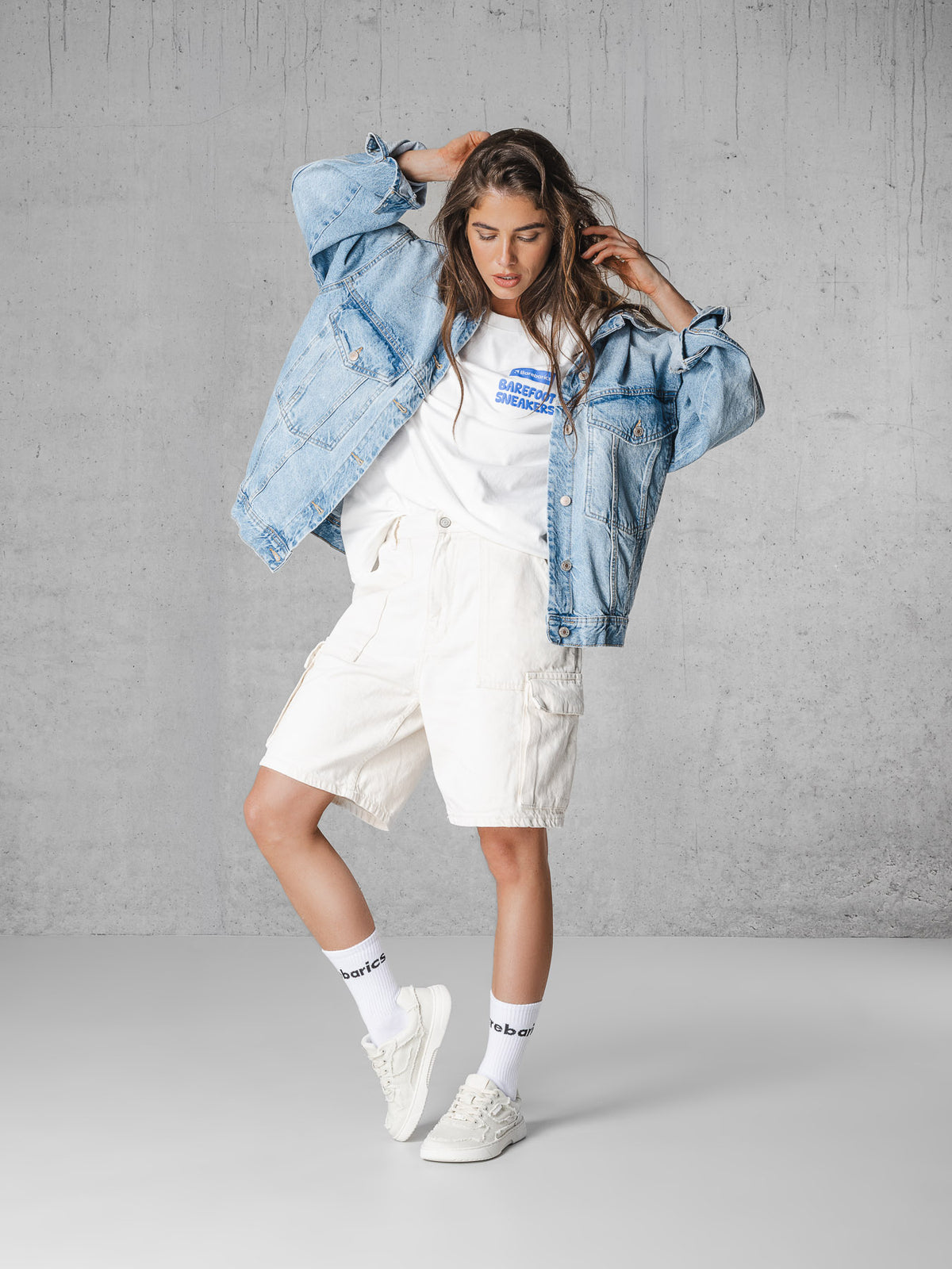 Barefoot Sneakers Barebarics Zing Denim - Cream White