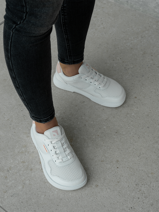 Baskets pieds nus Barebarics Zing - Fresh - Blanc et rose corail
