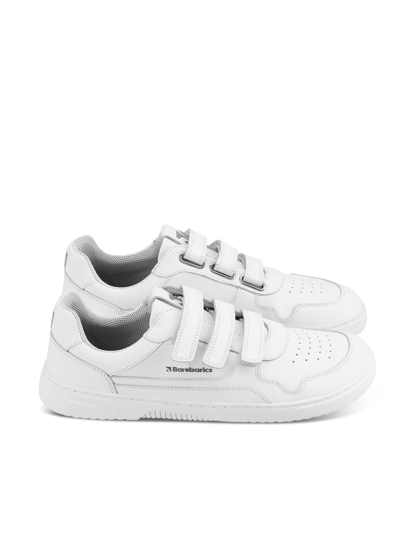 Barefoot Sneakers Barebarics Zing Velcro - All White - Leather