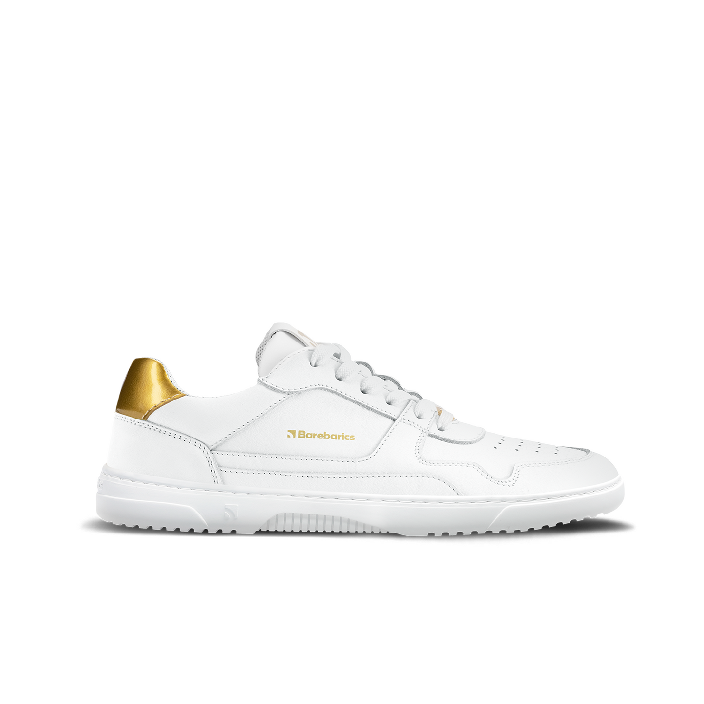 Baskets pieds nus Barebarics Zing - Blanc et or - Cuir
