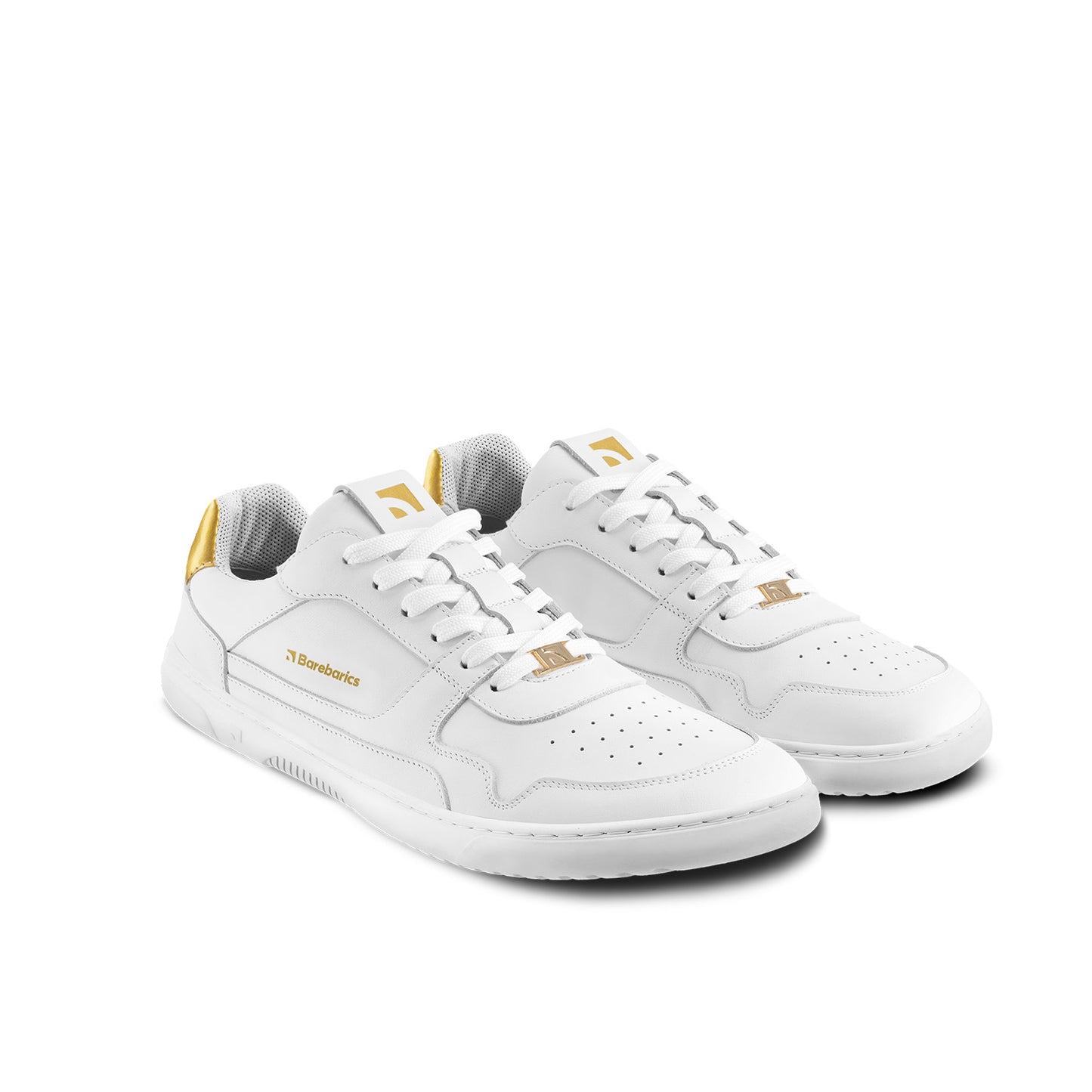 Baskets pieds nus Barebarics Zing - Blanc et or - Cuir