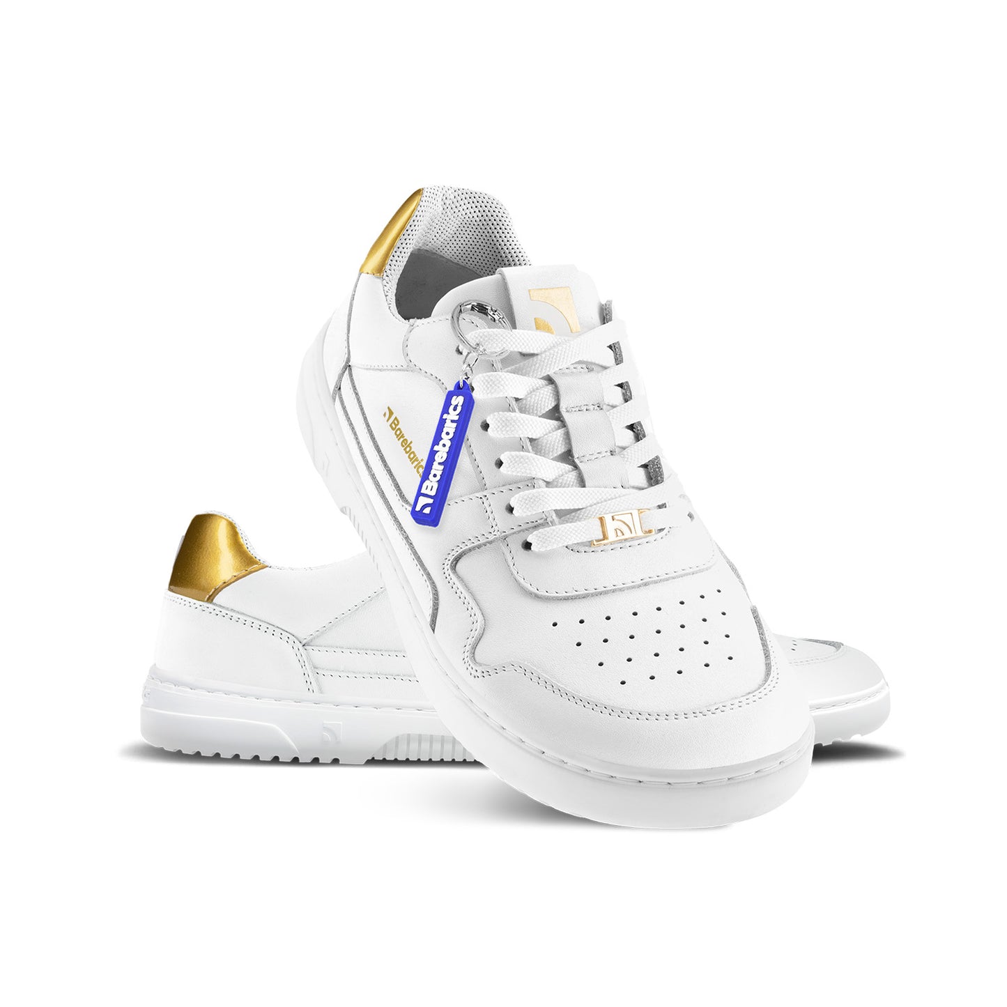 Baskets pieds nus Barebarics Zing - Blanc et or - Cuir
