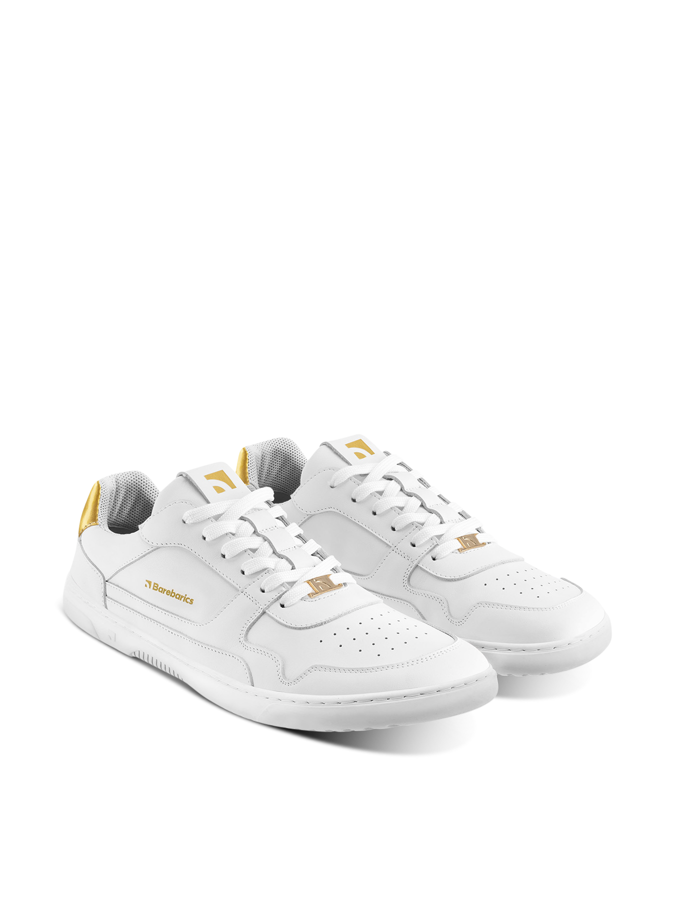 Baskets pieds nus Barebarics Zing - Blanc et or - Cuir