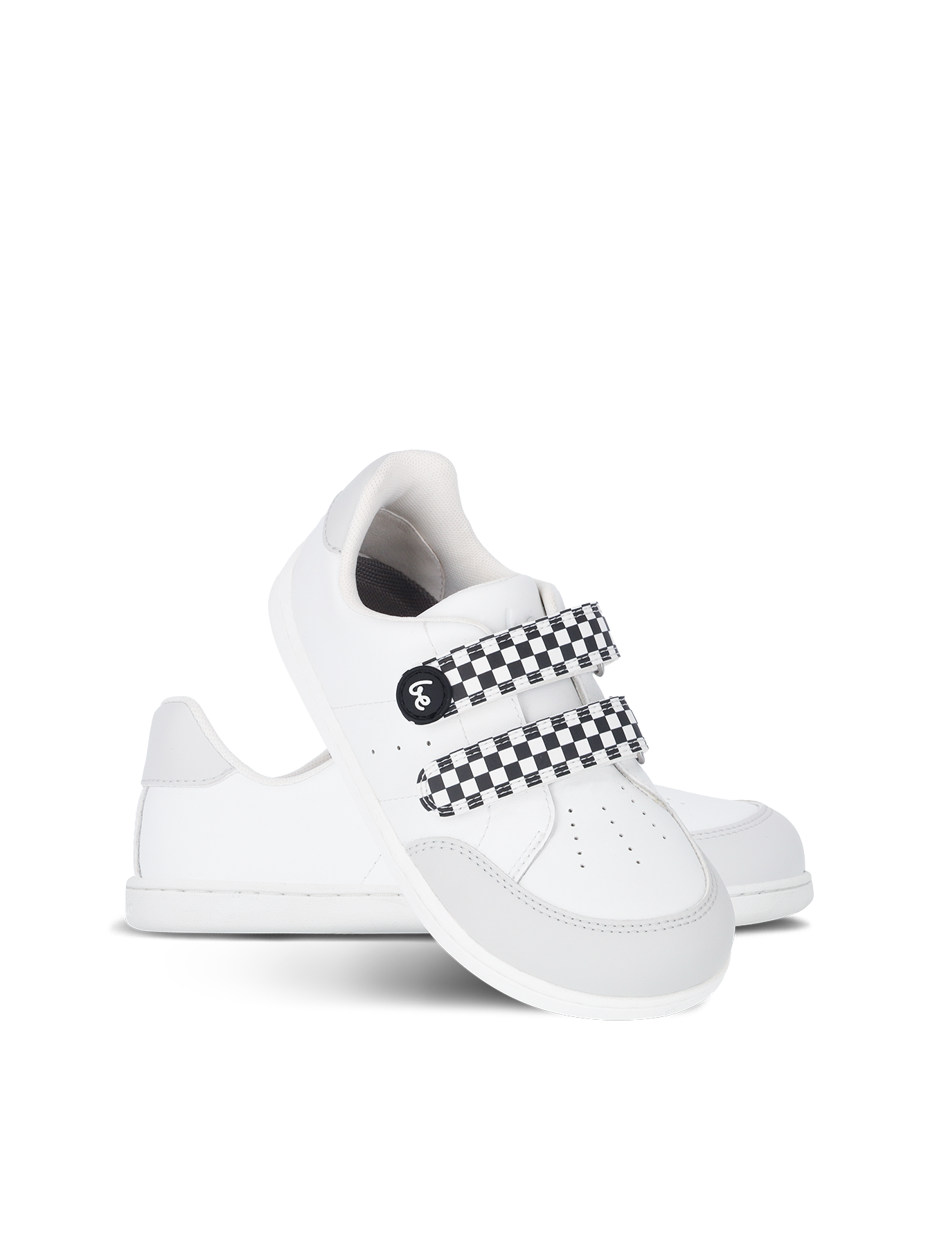 Kids barefoot sneakers Be Lenka Energise Kids - White & Checkerboard