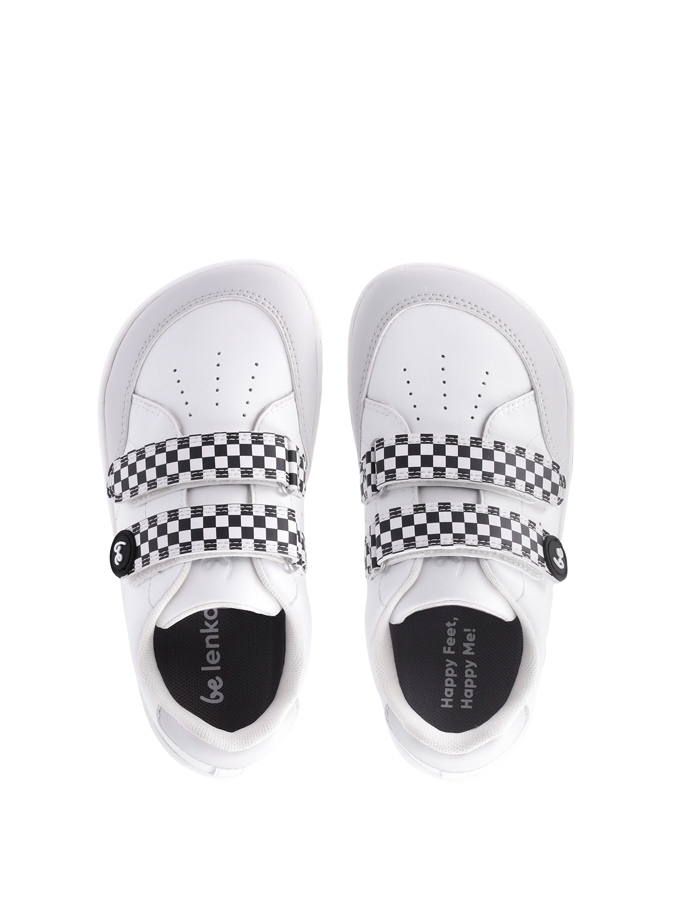 Baskets pieds nus pour enfants Be Lenka Energise Kids - Blanc et damier