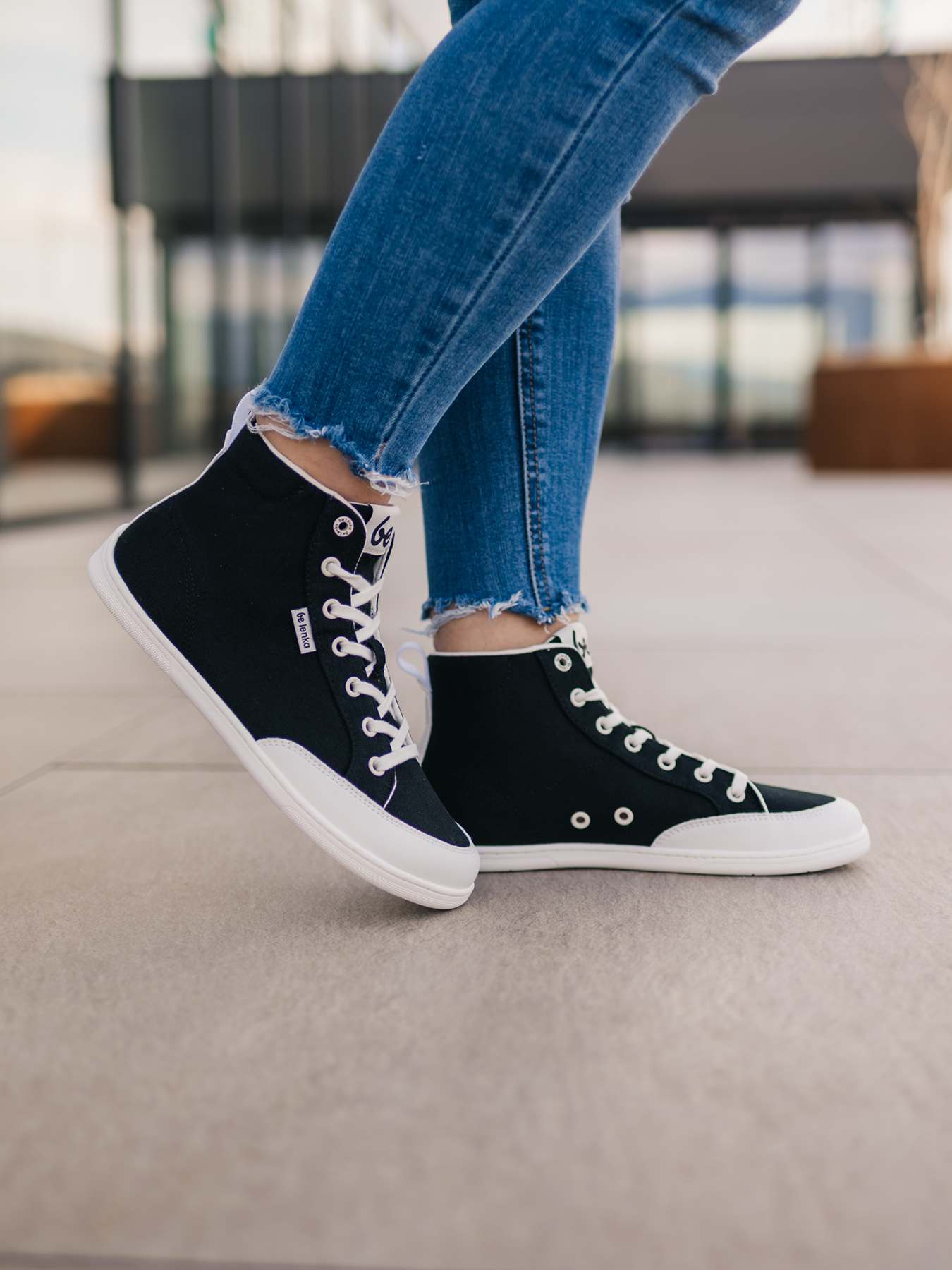 Baskets pieds nus Be Lenka Rebound - Montantes - Noir et blanc