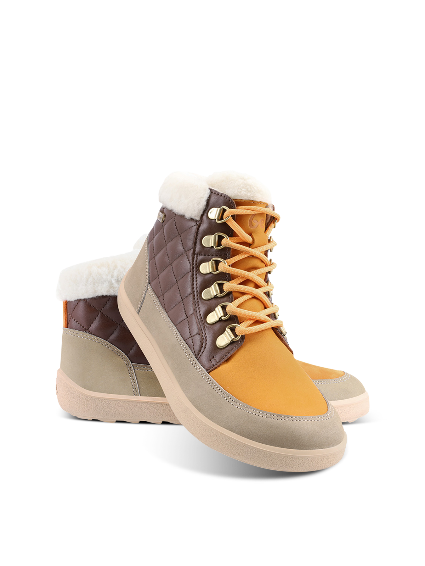 Barefoot Boots Be Lenka Olivia - Taupe, Dark Brown & Orange
