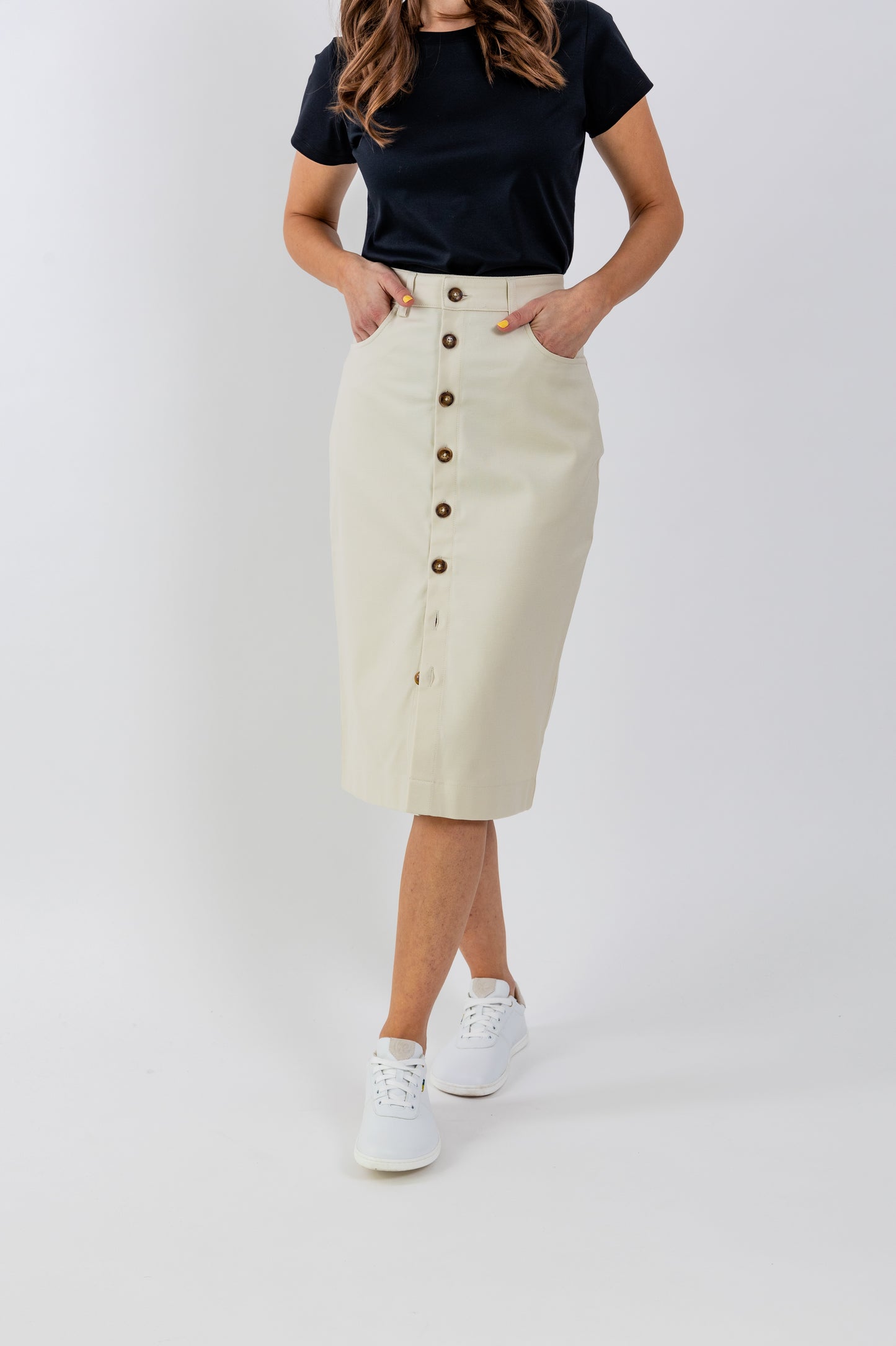 Jupe midi pour femme Be Lenka Essentials - Crème