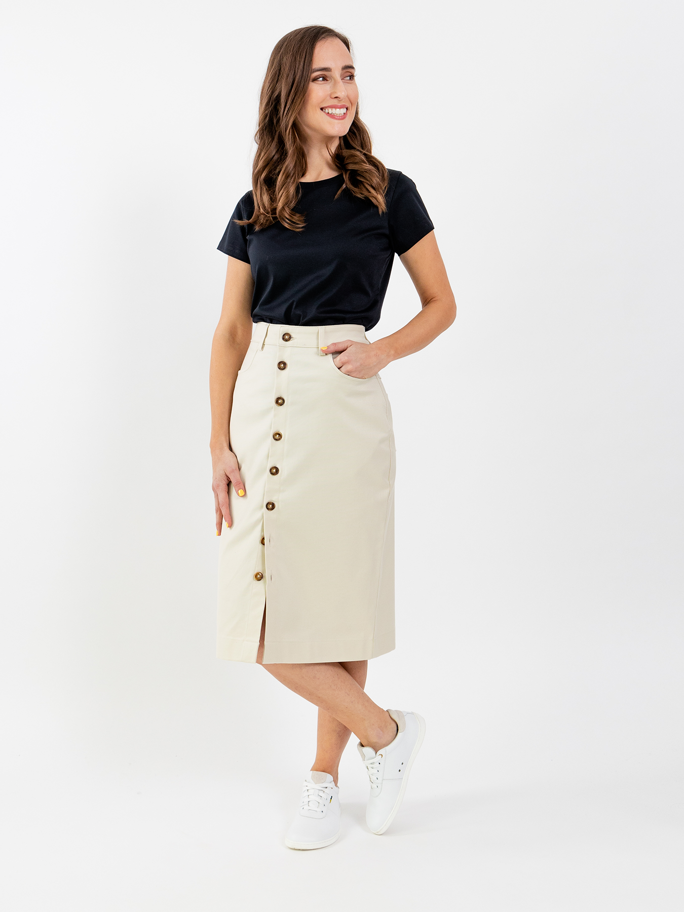 Jupe midi pour femme Be Lenka Essentials - Crème