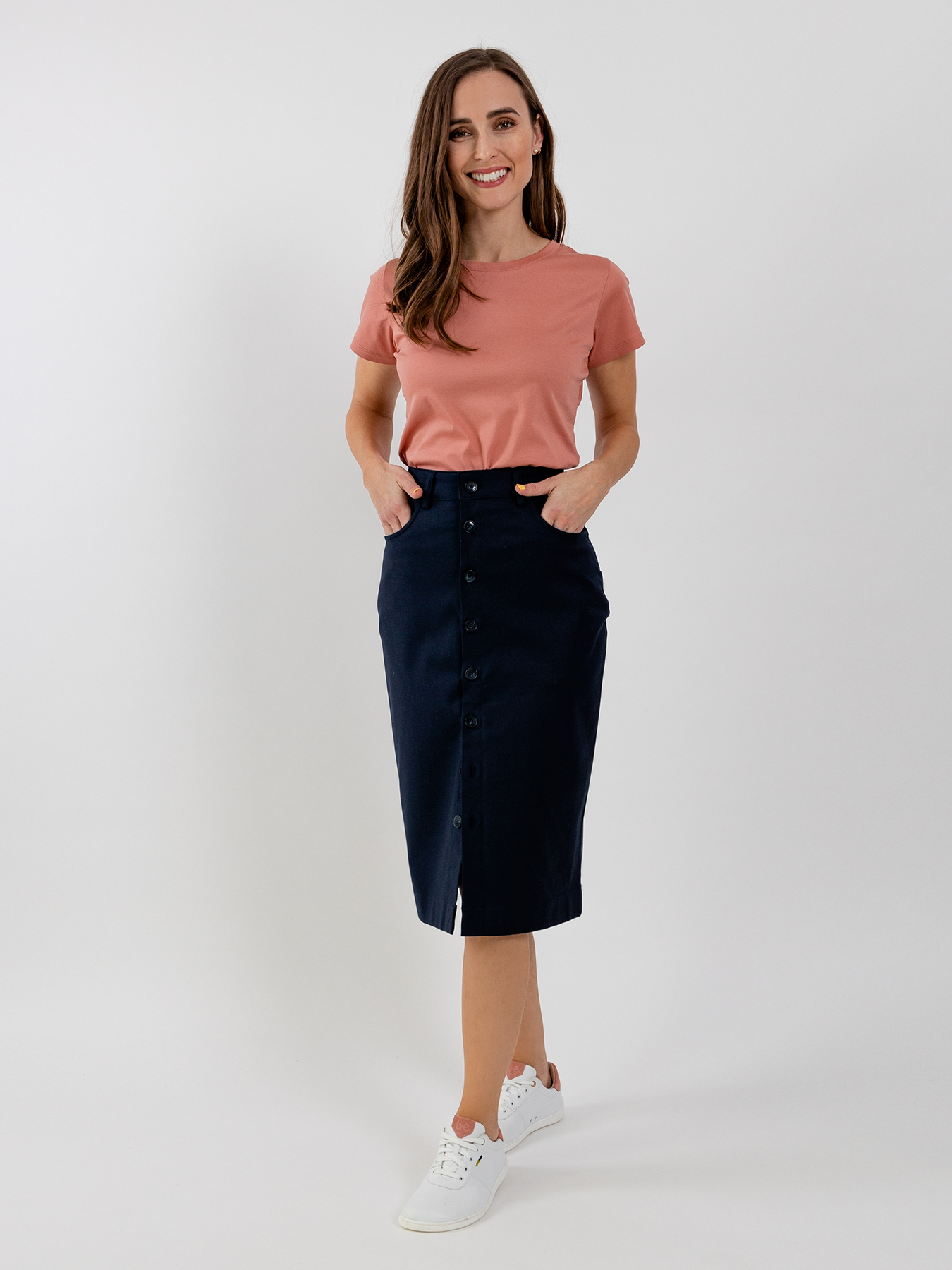 Jupe midi femme Be Lenka Essentials - Bleu marine