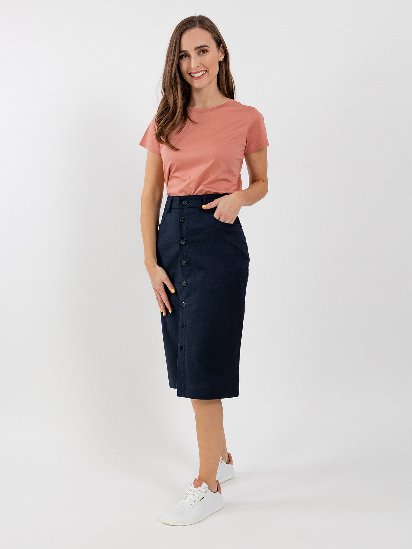 Jupe midi femme Be Lenka Essentials - Bleu marine