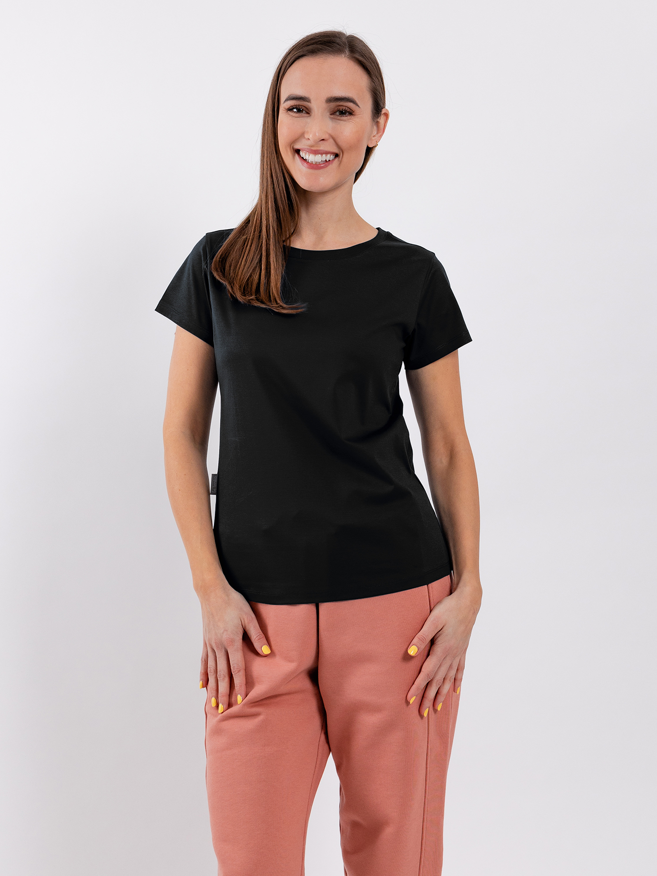 T-shirt col rond femme Be Lenka Essentials - Noir de jais