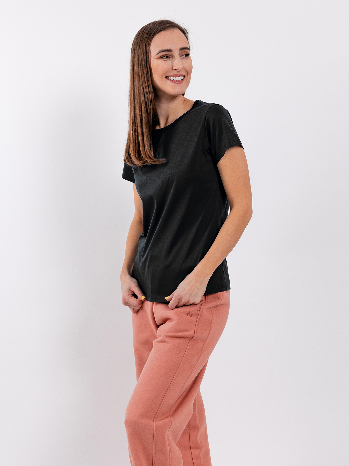 T-shirt col rond femme Be Lenka Essentials - Noir de jais