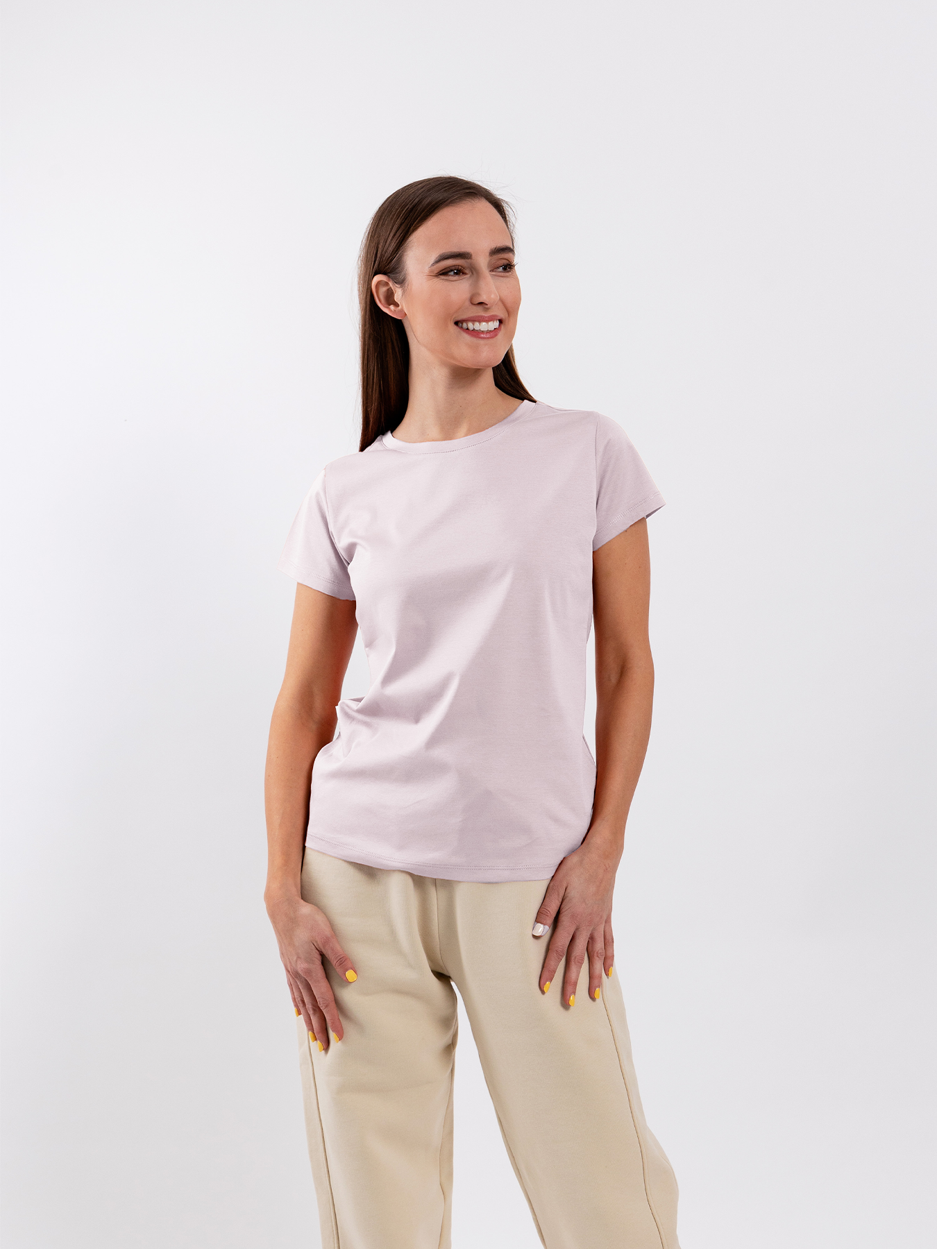 T-shirt col rond femme Be Lenka Essentials - Rose poudré