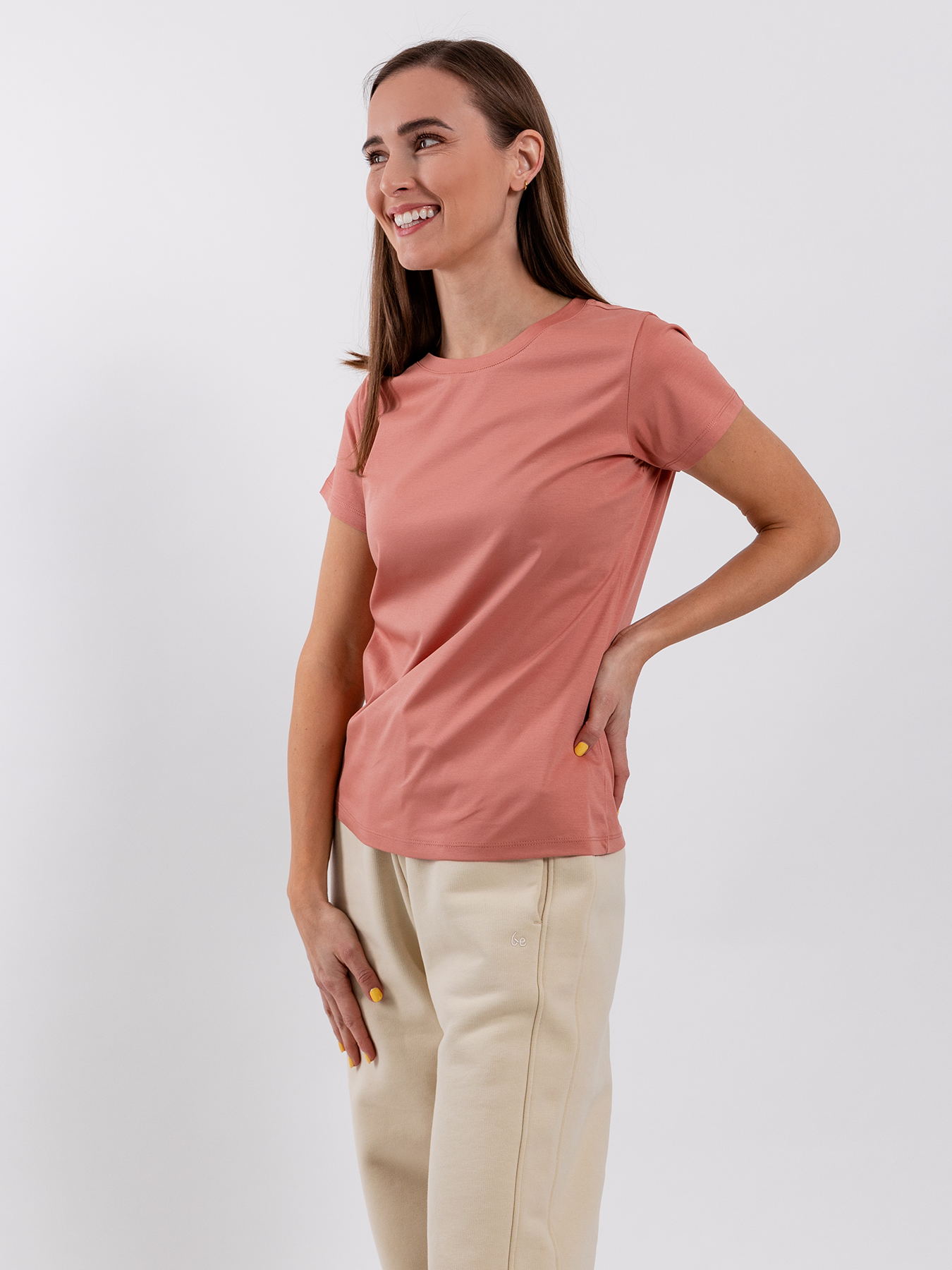 T-shirt col rond femme Be Lenka Essentials - Rose saumon