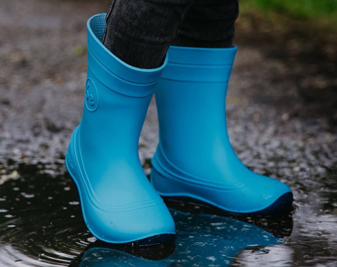 Kids Barefoot Rain Boots Be Lenka Pudds - Aqua Blue