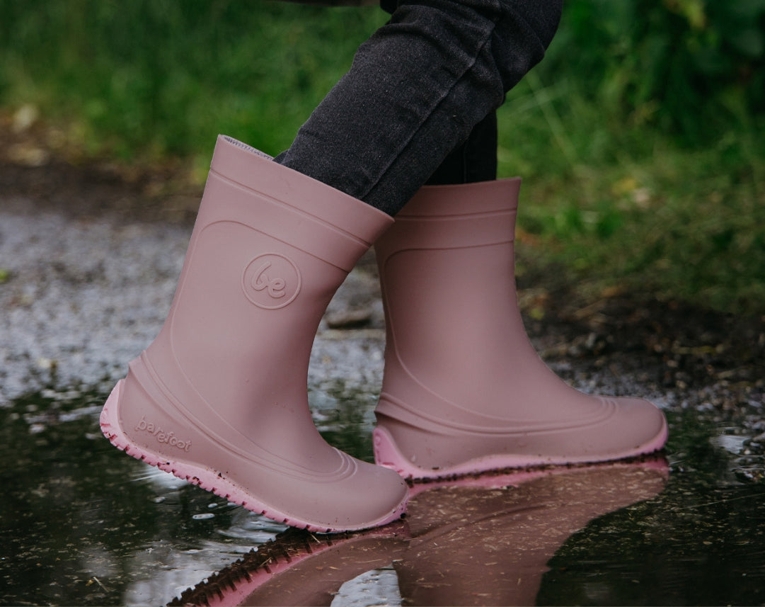Kids Barefoot Rain Boots Be Lenka Pudds - Misty Pink