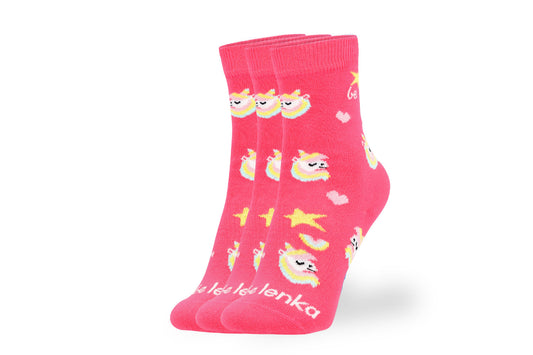 Kids barefoot Socks Be Lenka Kids - Crew - Unicorn - BubleGum Pink - 3 pack