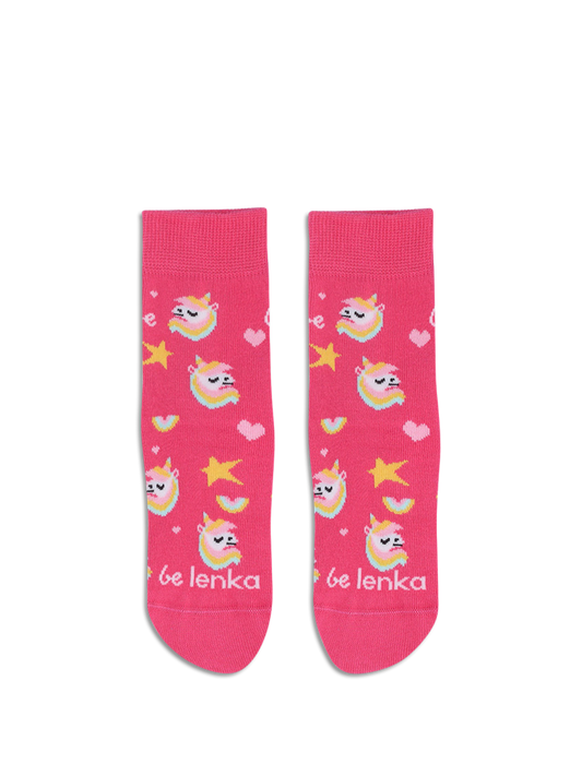 Kids barefoot Socks Be Lenka Kids - Crew - Unicorn - BubleGum Pink