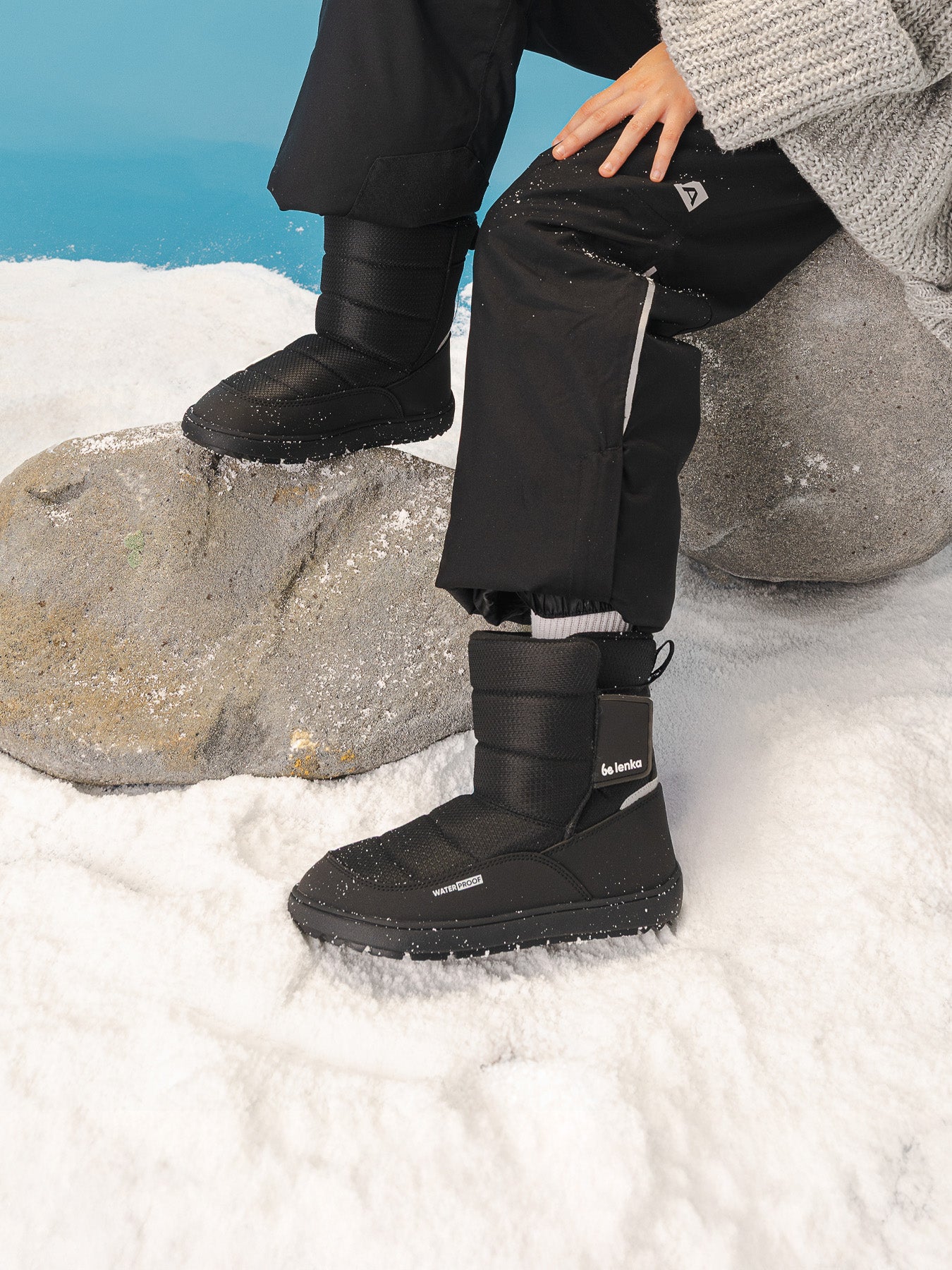 Kids barefoot snow boots Be Lenka Ailo Junior - All Black