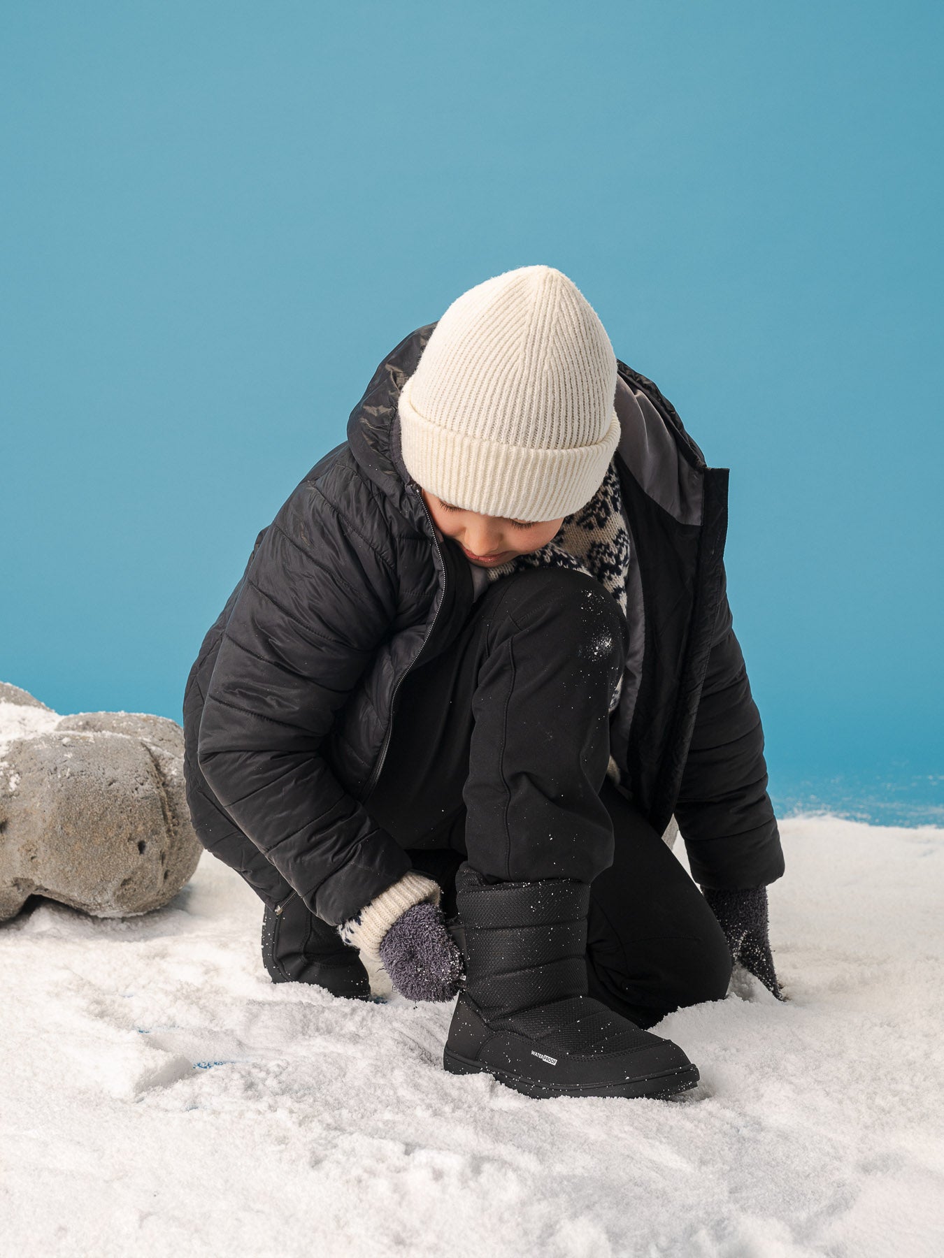 Kid's barefoot snow boots Be Lenka Ailo Junior - All Black