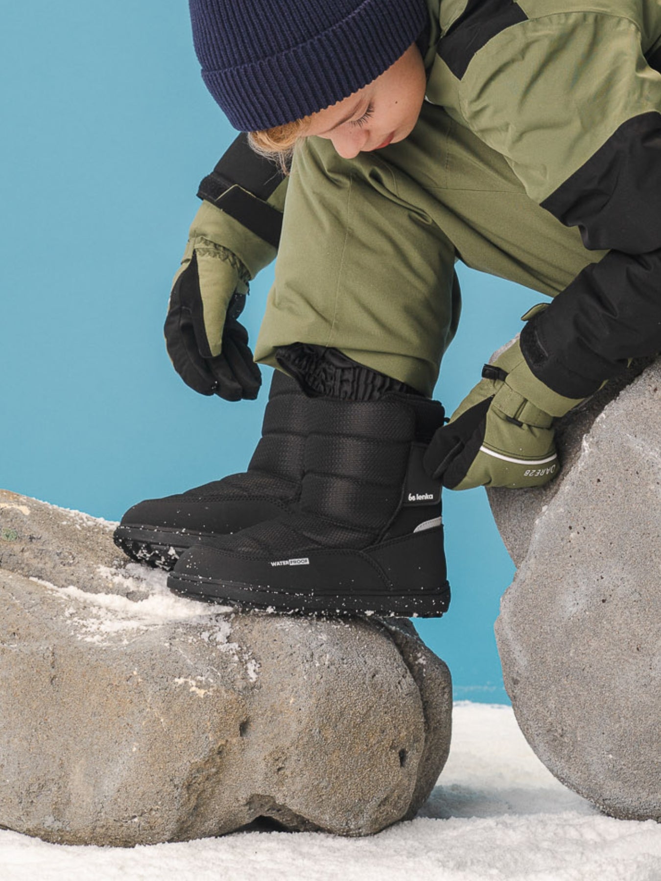 Kids barefoot snow boots Be Lenka Ailo Kids - All Black