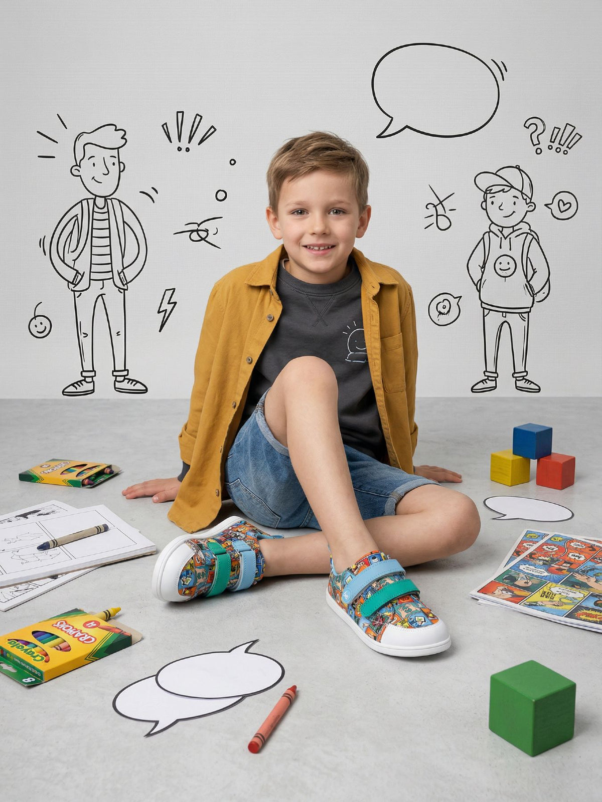 Kids barefoot sneakers Be Lenka Canvi Kids - Comics Color