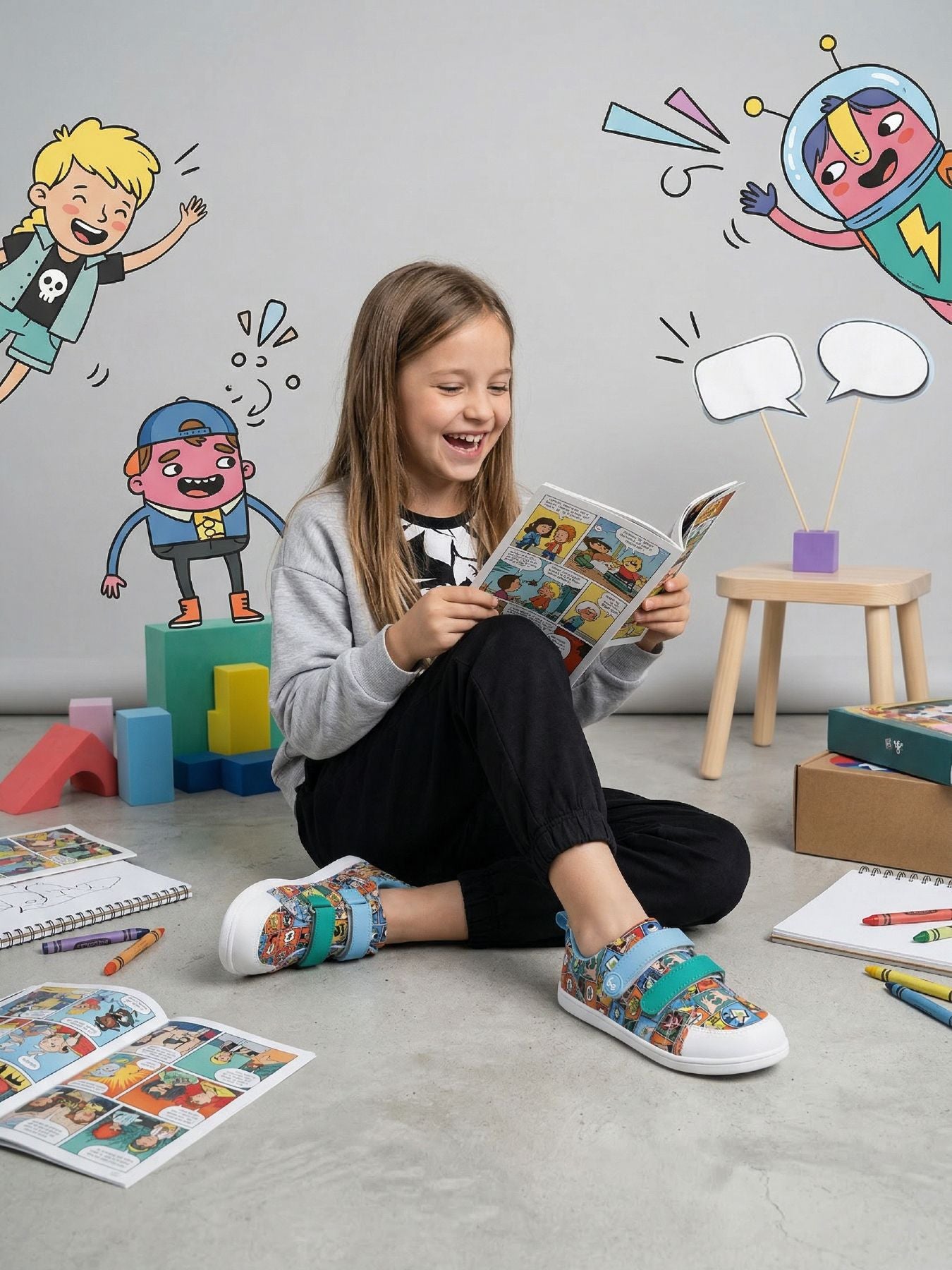 Kids barefoot sneakers Be Lenka Canvi Kids - Comics Color