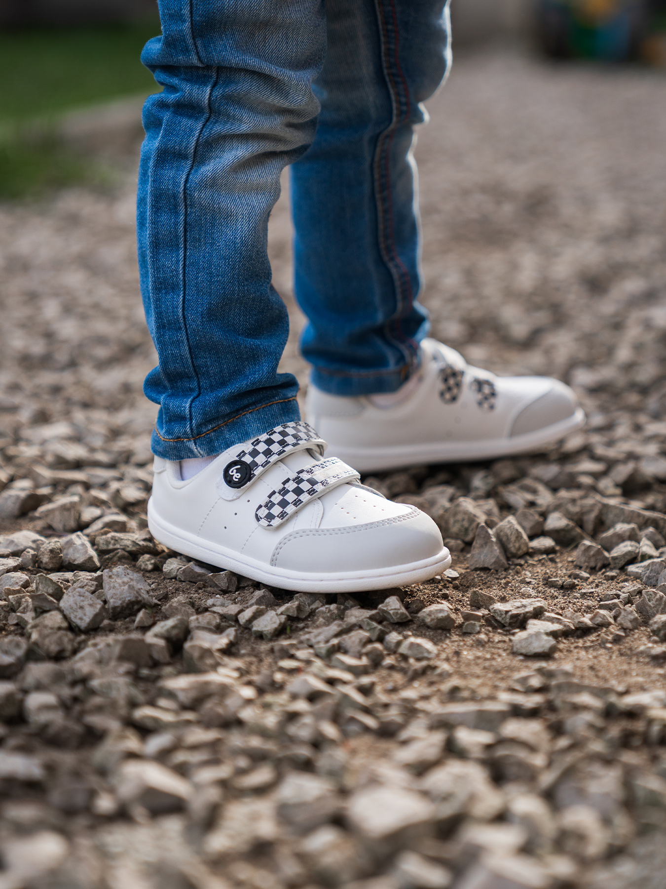 Baskets pieds nus pour enfants Be Lenka Energise Kids - Blanc et damier