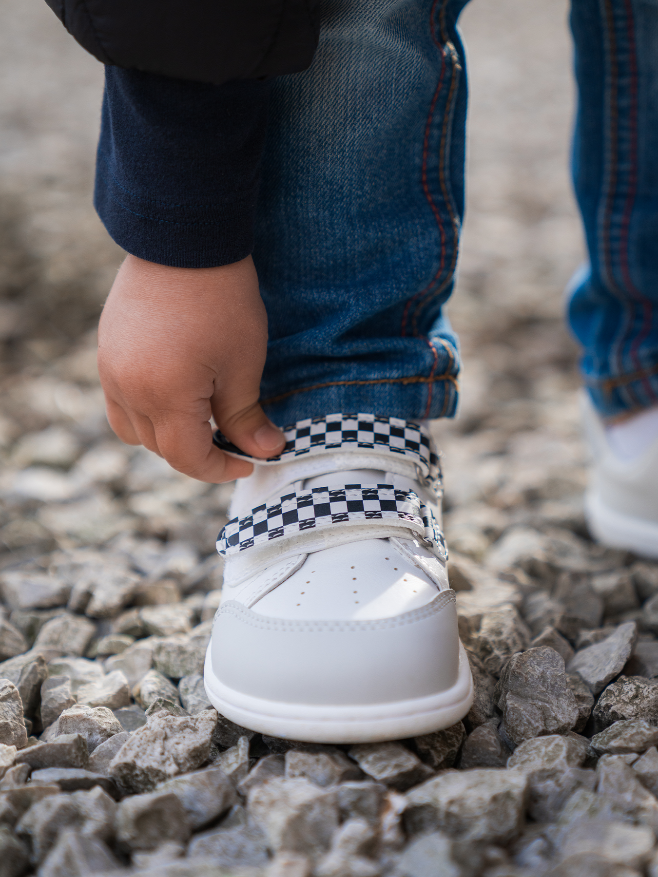 Baskets pieds nus pour enfants Be Lenka Energise Kids - Blanc et damier