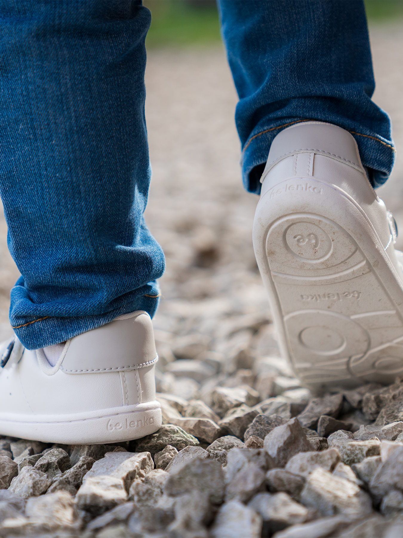 Baskets pieds nus pour enfants Be Lenka Energise Kids - Blanc et damier
