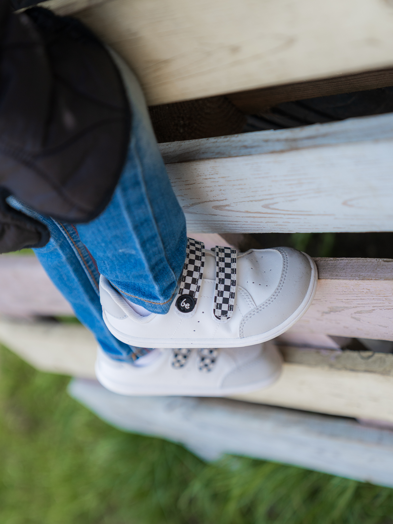 Baskets pieds nus pour enfants Be Lenka Energise Kids - Blanc et damier