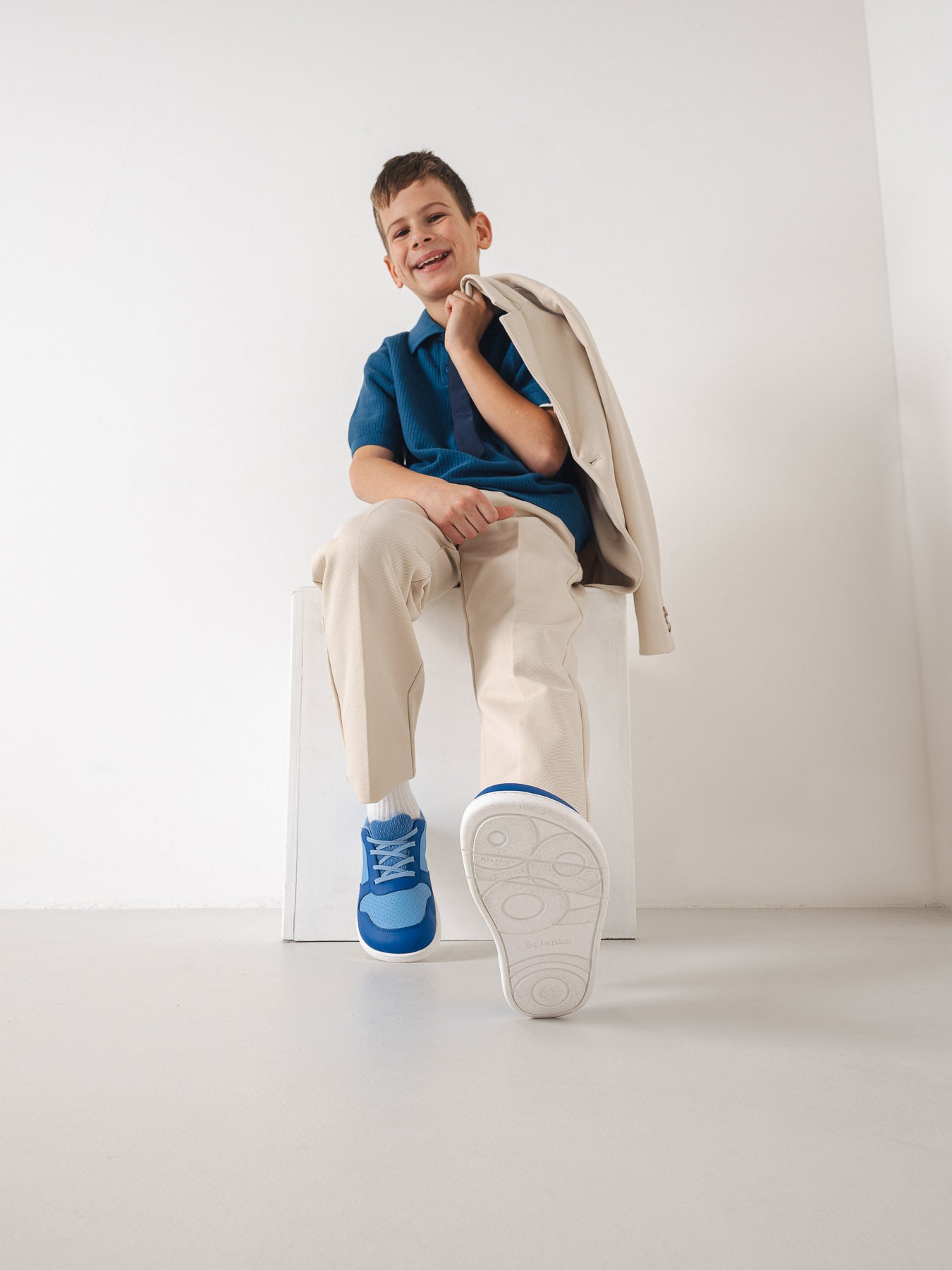 Kids barefoot sneakers Be Lenka Scoot Junior - Light & Royale Blue