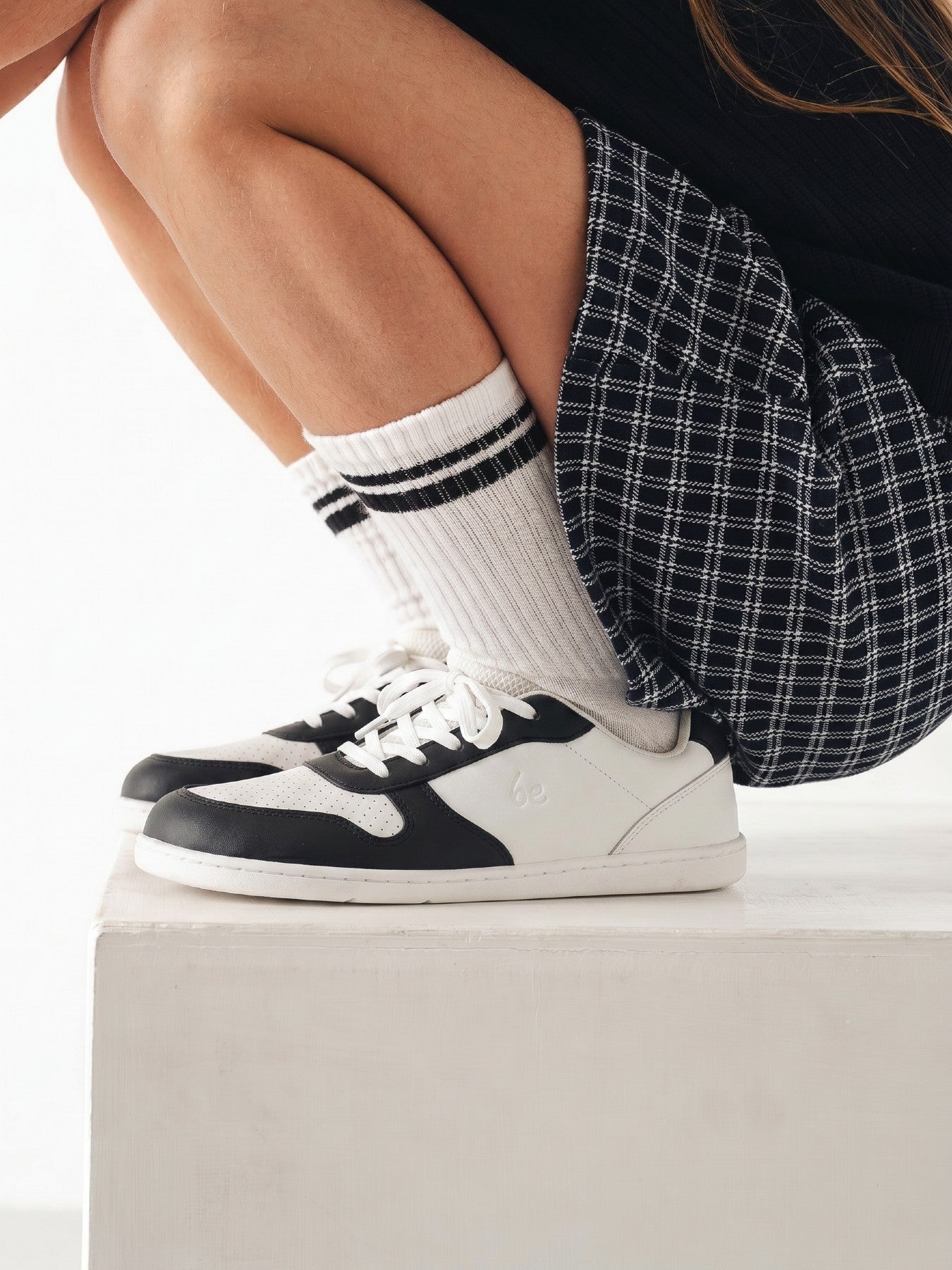 Kids barefoot sneakers Be Lenka Scoot Junior - White & Black