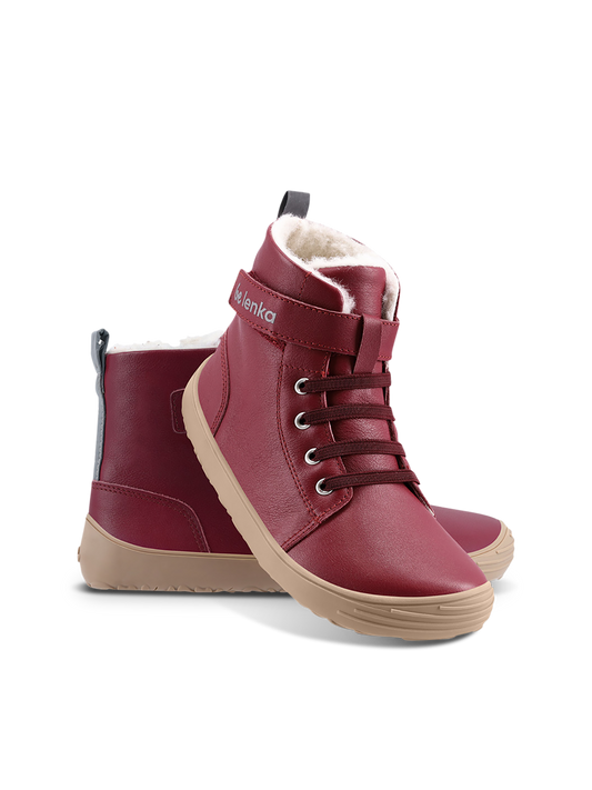 Winter barefoot boots Be Lenka Winter Kids - Dark Cherry Red