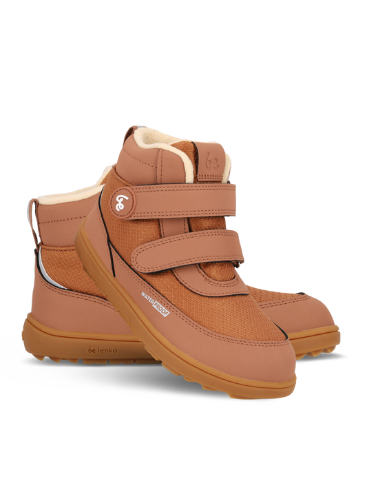 Kids winter barefoot boots Be Lenka Zippu Junior - All Brown