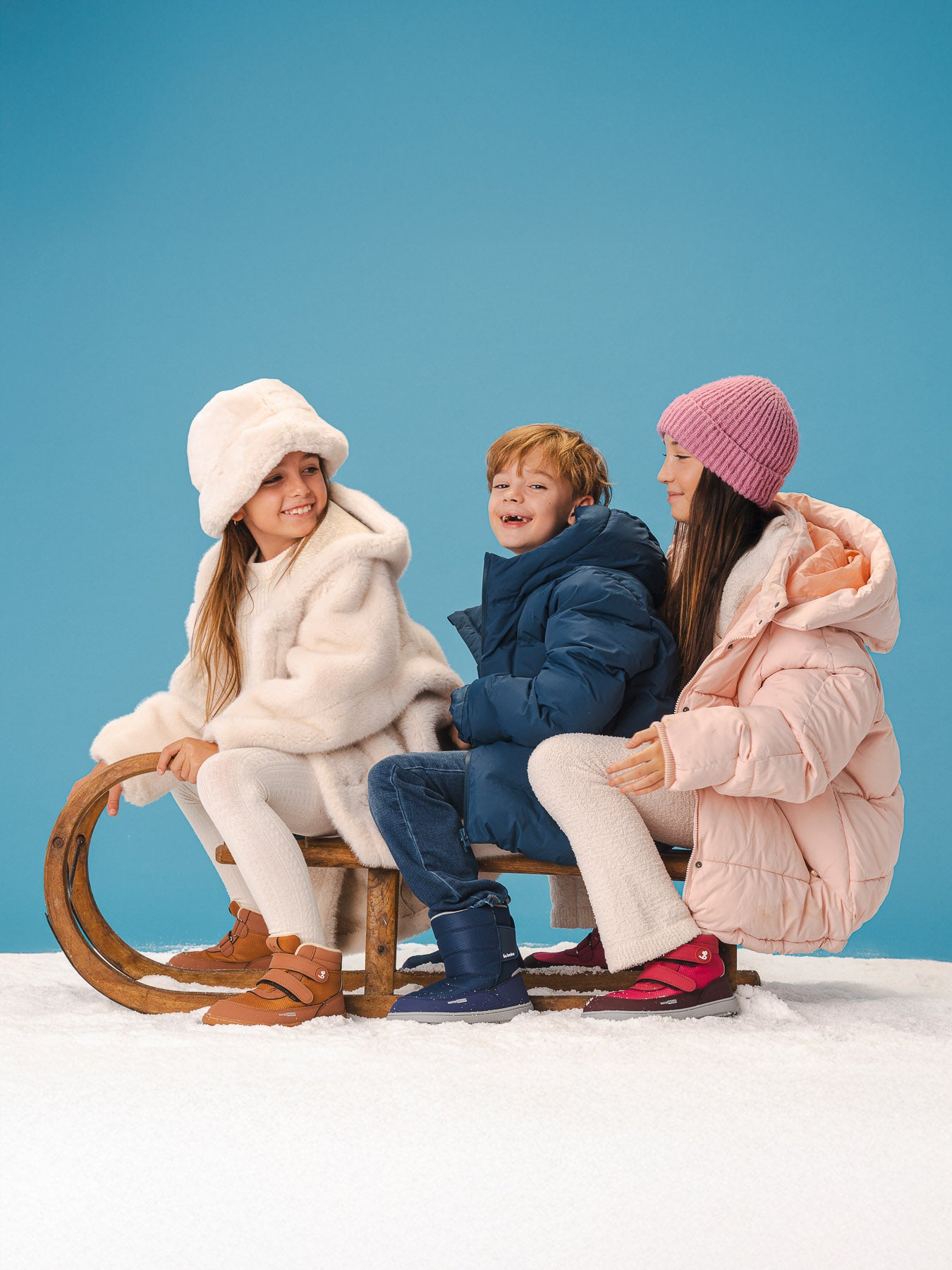 Kids winter barefoot boots Be Lenka Zippu Junior - Berry & Grey