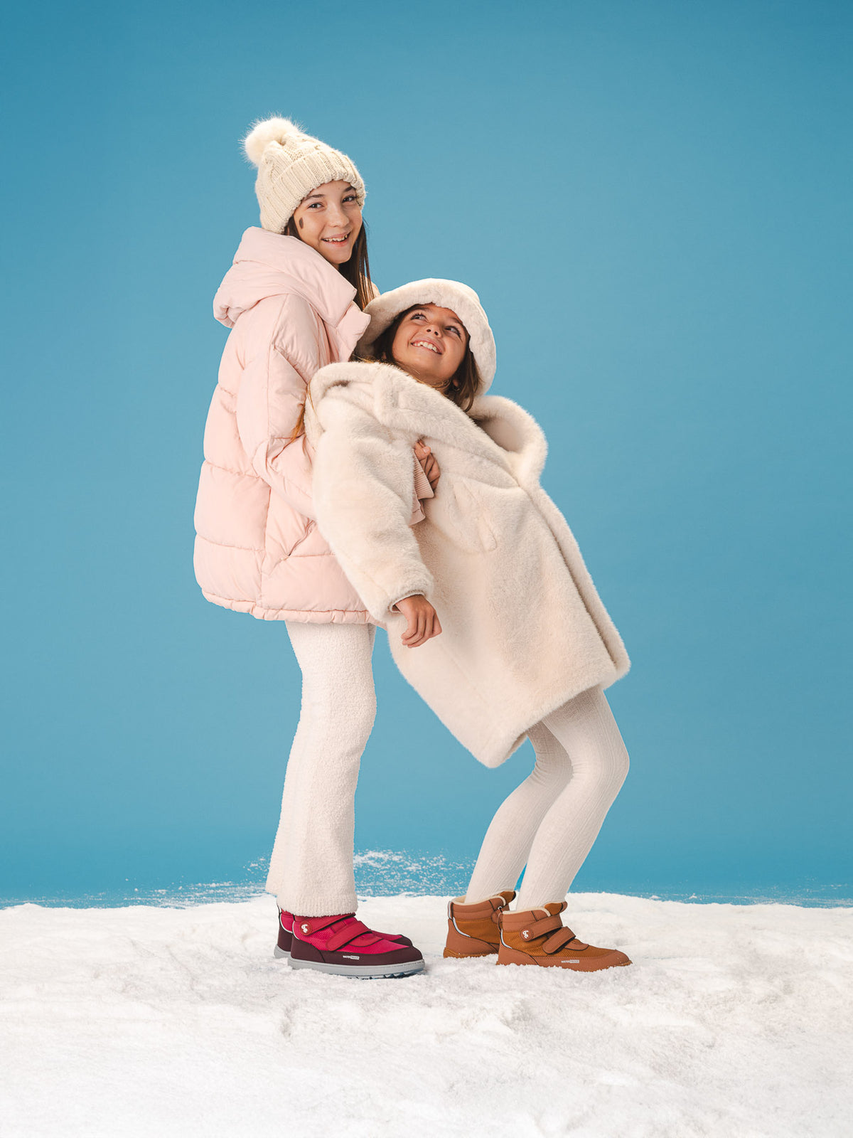 Kids winter barefoot boots Be Lenka Zippu Junior - Berry & Grey