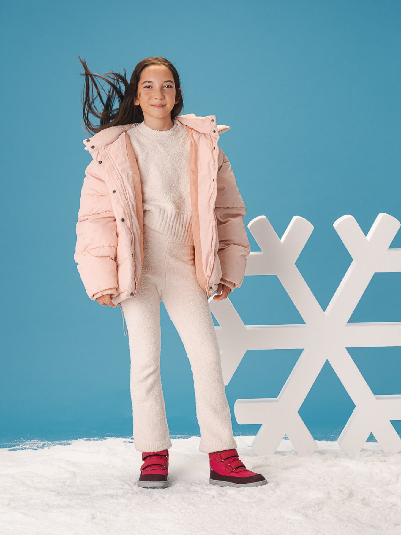 Kids winter barefoot boots Be Lenka Zippu Junior - Berry & Grey