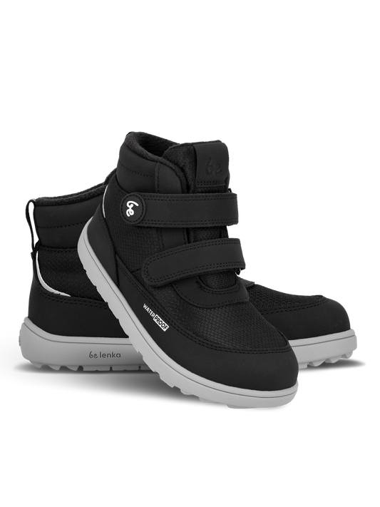 Kids winter barefoot boots Be Lenka Zippu Junior - Black & Grey
