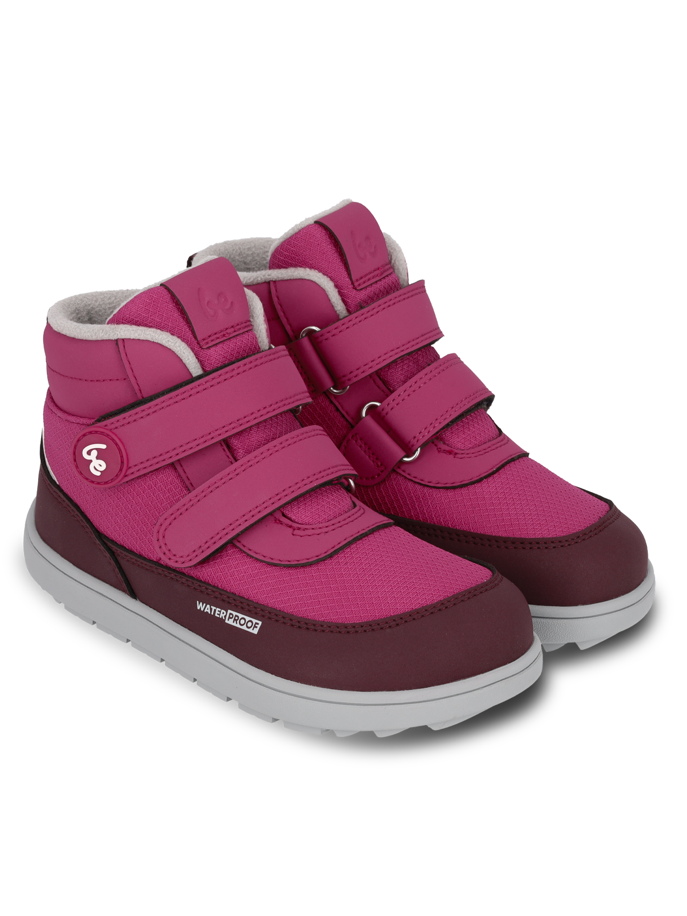 Kids winter barefoot boots Be Lenka Zippu Kids - Berry & Grey