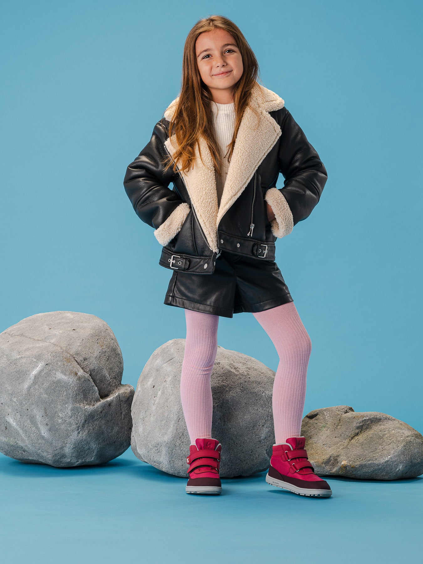 Kids winter barefoot boots Be Lenka Zippu Kids - Berry & Grey