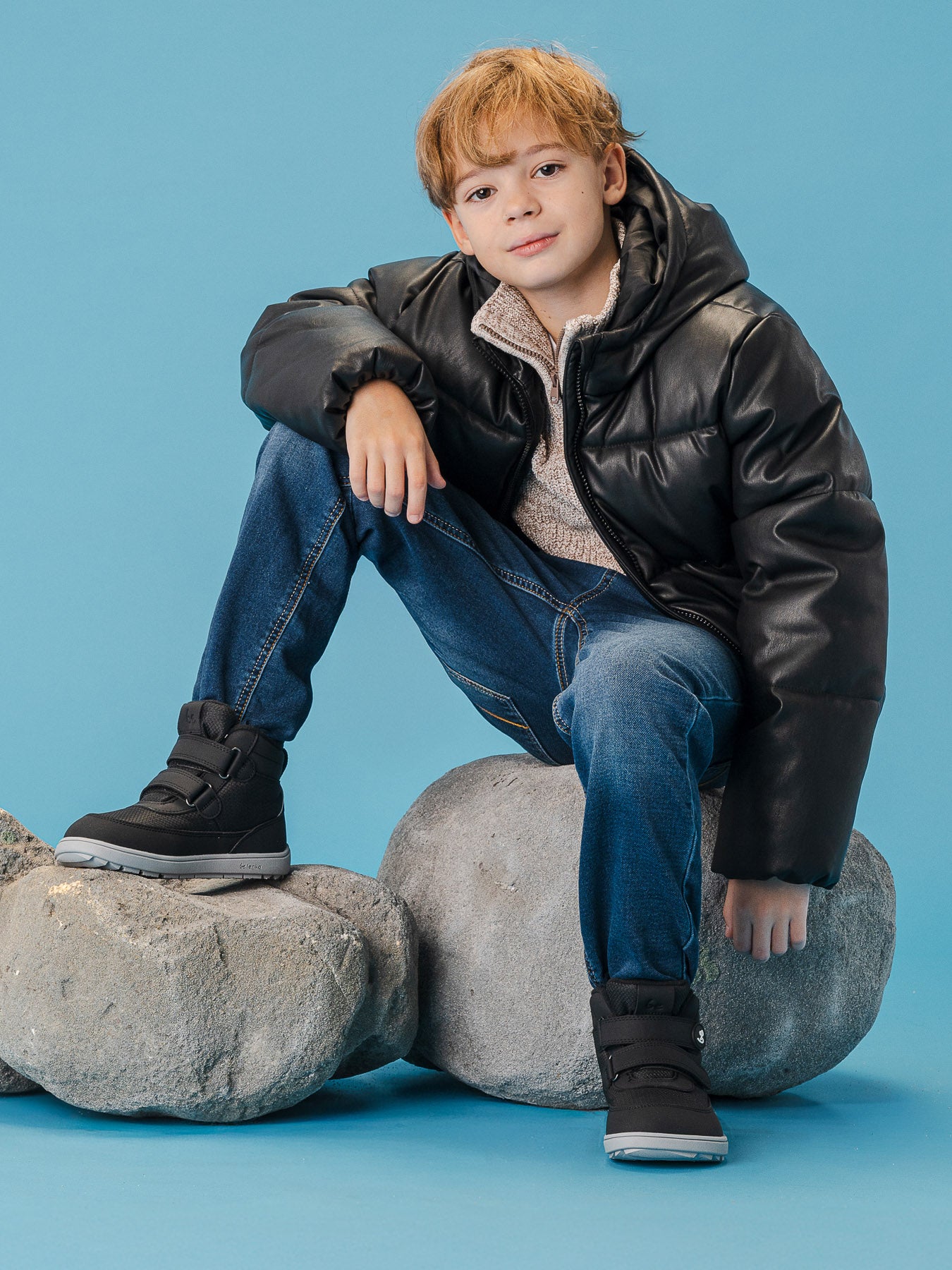 Kids winter barefoot boots Be Lenka Zippu Kids - Black & Grey