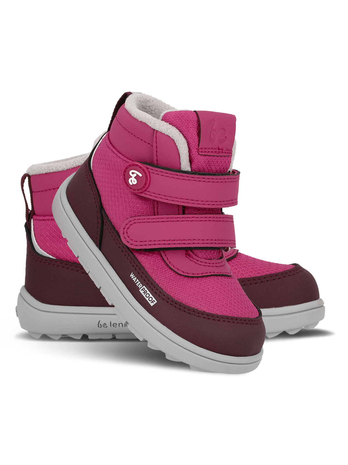 Kids winter barefoot boots Be Lenka Zippu Preschool - Berry & Grey