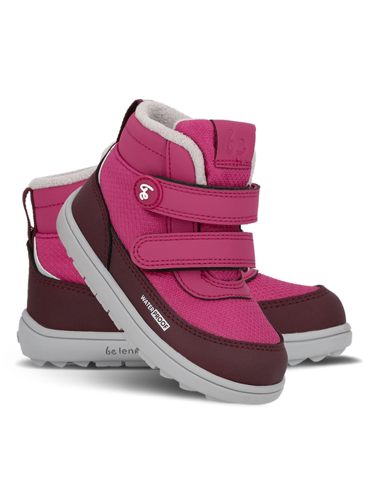 Kids winter barefoot boots Be Lenka Zippu Preschool - Berry & Grey