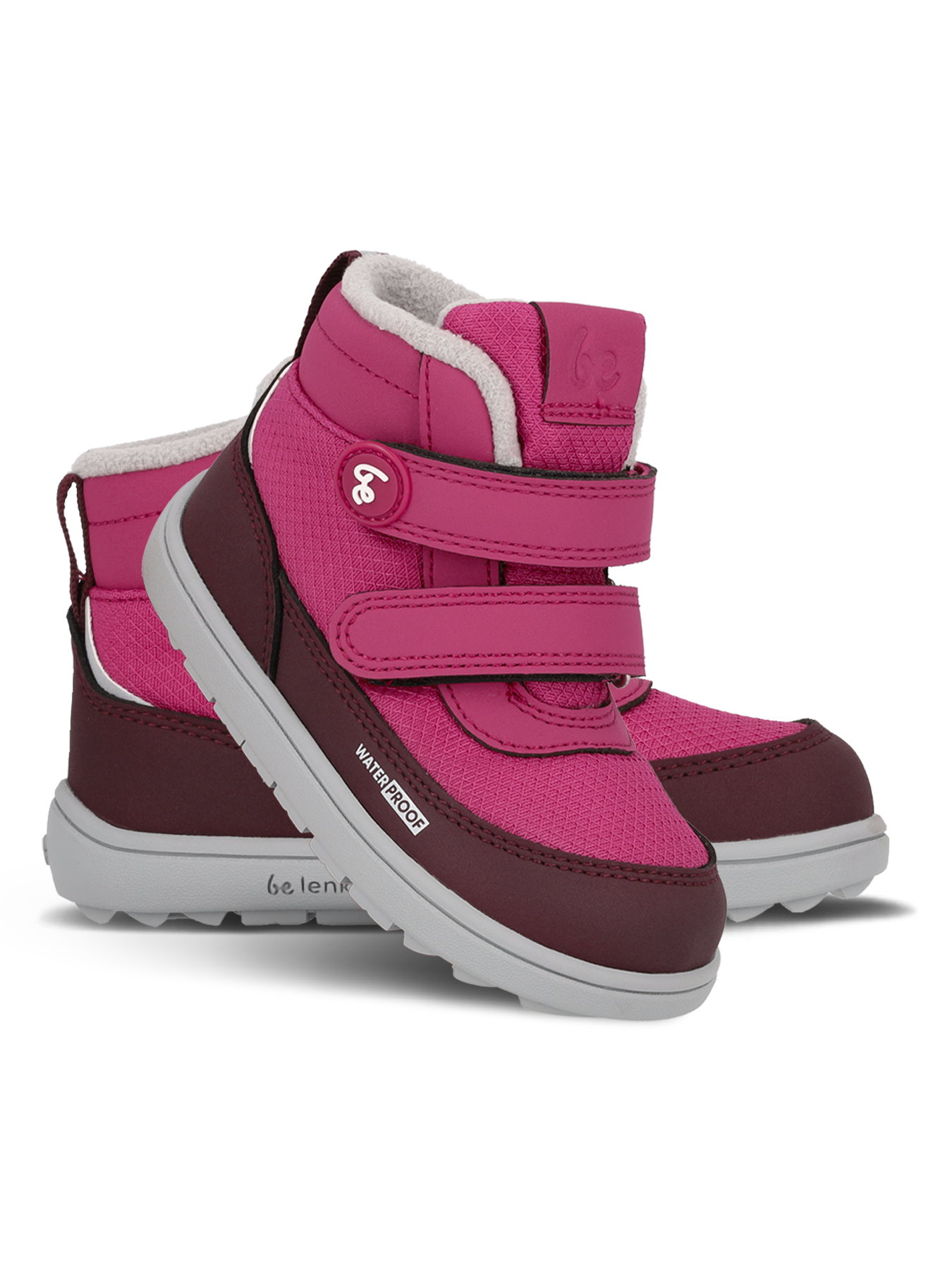 Kids winter barefoot boots Be Lenka Zippu Preschool - Berry & Grey