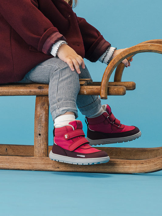 Kids winter barefoot boots Be Lenka Zippu Preschool - Berry & Grey